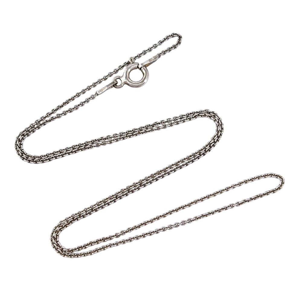 Estate Italy Sterling Silver 925 1mm Cable Chain Necklace 16”